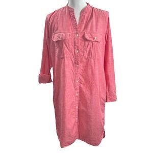 Gap Chambray Midi Shirt Dress 100% Cotton Sz S Coastal Preppy Coral Pink Resort
